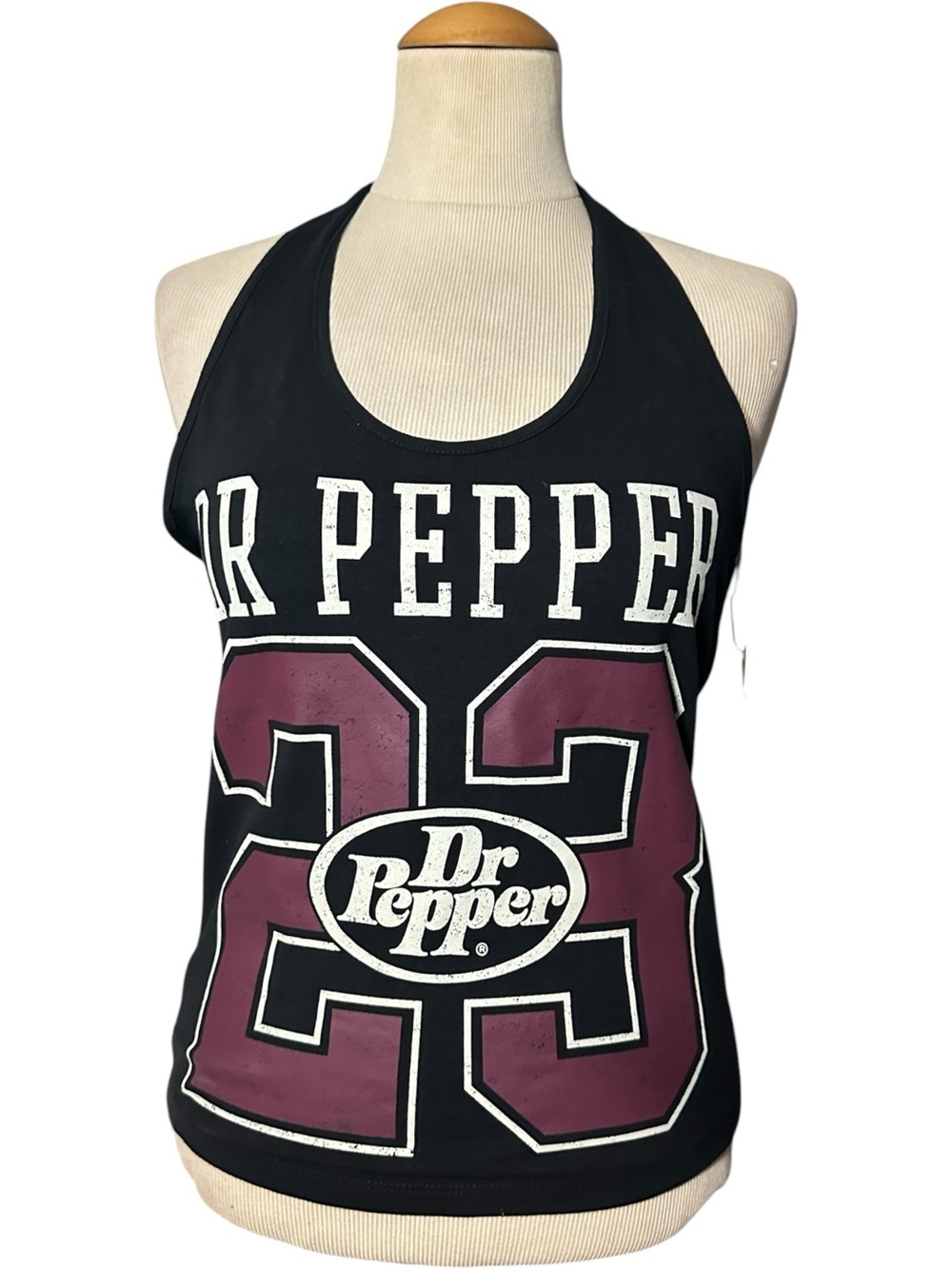 Dr Pepper 23 Varsity Halter Tank Top NWT Black Burgundy Size XL